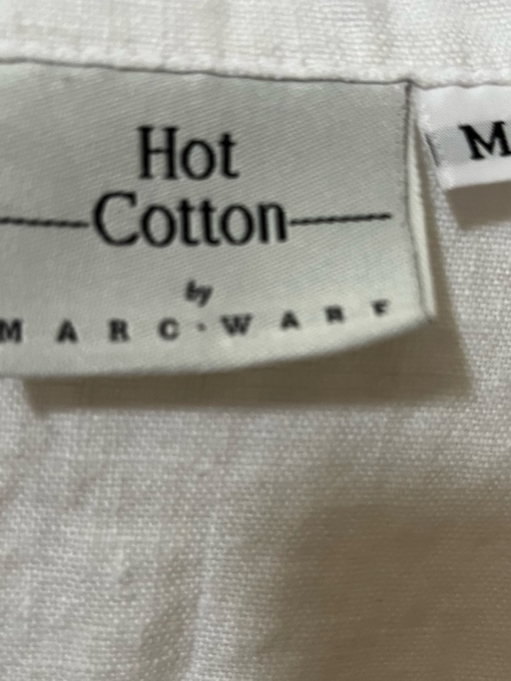 Hot Cotton White Short-Sleeve Linen Shirt with Black Trim - Picture 3 of 4